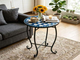 14" Metal Side Table, Indoor Outdoor Decorative End Table X-Base Heavy Duty Plant Stand for Patio 88244850