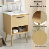 24" Bathroom Vanity with Sink Combo, Multi-functional Bathroom Cabinet with Drawer, MDF Board, N725P176330N