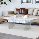 ZUN Multifunctional Lift Top Coffee Table -White Marble Pattern, Essential for Modern Homes.Tempered W2920P226076