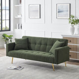 71.7 - inch Green Teddy Fleece Sofa Bed, accompanied by two charming throw pillows W3356P298510
