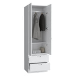 ZUN Vico 76" High Armoire Wardrove Closet with 2 Drawers, Double Door Cabinet , One Shelf and Hanging B200P188838