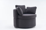 029-Teddy Fabric Swivel And Storage Chair With Back Cushion For Living Room,Dark Gray W527P166246