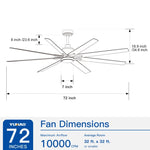 ZUN Smart 72" Integrated LED Ceiling Fan with Silver Blades in Brushed Nickel Finish W1367121902