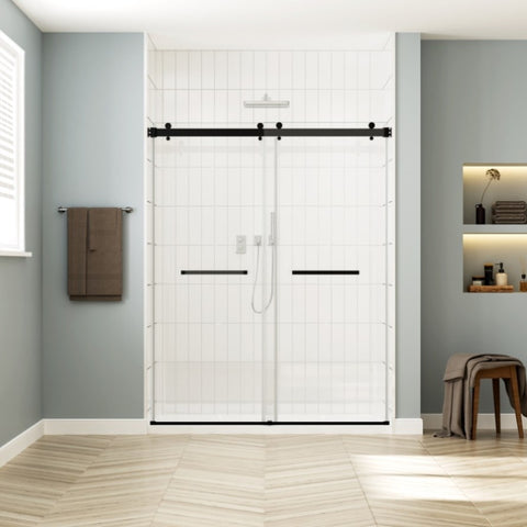 ZUN 56-60 in. W x 77 in. H Sliding Frameless Soft-Close Shower Door with Premium 3/8 Inch Thick W2568P197116