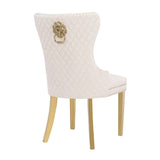 Simba Gold 2 Piece Dinning Chair Finish with Velvet Fabric in Beige 659436057739