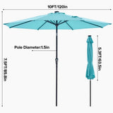 10 ft Patio Umbrella for Table, Outdoor Sun Umbrella with 32 LED Solar Lights, Lake Blue 76771866