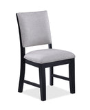 2pc Beautiful Side Chair Gray Fabric Upholstery Black Finish Frame Wooden Furniture B011P179887