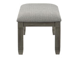 Wood Frame Dining Bench 1pc Antique Gray Finish Frame With Neutral Tone Gray Fabric Seat B01143833