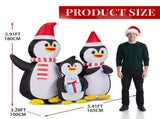 Christmas Inflatable Penguin Family, 5 LED Lights, 3-Penguin Design, Weatherproof Polyester, for 47067176