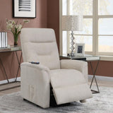 Beige Upholstered Power Lift Recliner with Storage Pocket B062P145449