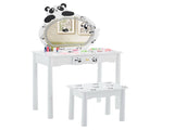 Black and white panda MDF painted finish, solid wood legs, 1-drawer children's dressing table set, 19880855