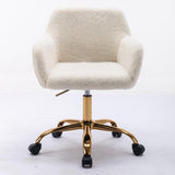 ZUN Hengming Faux Fur Home Office Chair,Fluffy Fuzzy Comfortable Makeup Vanity Chair ,Swivel Desk Chair W21256753