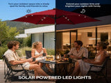 9ft Solar LED Patio Umbrella with Push Button Tilt & Crank, 6 Ribs Waterproof Polyester Outdoor 48244642