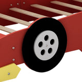 Twin Size Race Car-Shaped Platform Bed with Wheels,Red WF311965AAJ