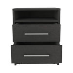 ZUN Nightstand 23.6" H, with 2 Drawers and 1 Shelf, Black B097P250851