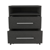 ZUN Nightstand 23.6" H, with 2 Drawers and 1 Shelf, Black B097P250851