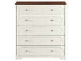 5-Drawer Cabinet with Solid Wood Veneer and Paint P2 MDF P2 Particleboard Storage Cabinet 43508099