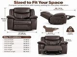 Faux Leather Rocker Swivel Recliner Chair, Manual Reclining Armchair with 360&deg Swivel Base, B2766P587865