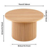 Oak Wood Veneer Tabletop 27.56 Inch Round Coffee Table, Farmhouse Circle Coffee Table MDF Table-top W1164P225845