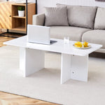 ZUN 44.8 Inch White MDF Coffee Table - Modern Luxury, Stable Triangular Support.The coffee table is made W1512P282531