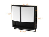 23.62"Modern Arched Glass Double-Door Wardrobe with Shatterproof Non-Glass Mirror-Double-Layer W757P314594