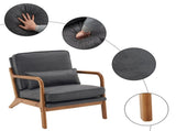 Oak Armrest Oak Upholstered Bronzing Cloth Single Lounge Chair Indoor Lounge Chair Dark Grey 30079338