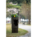 19.7x19.7x56.5" Large Outdoor Water Fountain with Light, Contemporary Calming Elegance Cement Water W2078P313047