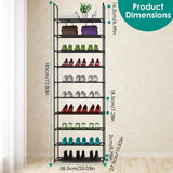 10-Tier Shoe Rack, 23.03x10.82x72.83in Space-Saving Tall Shoe Storage - Heavy Duty Steel Frame, 57750366