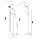 Freestanding Tub Filler Bathtub Faucet Matte Black with Hand Held Shower Floor-Mount W122453464