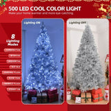8 FT Pre-lit Artificial Christmas Tree, Hinged Xmas Pine Tree with 1350 Branch Tips, 500 Lights and 09538432