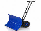 Manual Snow Pusher 36x18in with H-Handle, Blue Iron Blade, Black Handle, Blue Wheels, Snow Plow 33234706