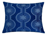 Holiday Blue Velvet Throw Pillow with White Snowflake Embroidery, 20x20 with Insert Set of 4 B357P609100