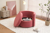 ZUN 029-Teddy Fabric Swivel And Storage Chair With Back Cushion For Living Room,Dark Pink W527P166250