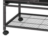 41" Metal Bird cage with Rolling Stand, Tray, 2 Perches and 2 Feeders, Black 01530661