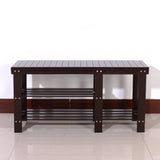 90cm Strip Type Bamboo Stool Shoe Rack with Boots Compartment Coffee 83390243