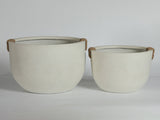 Round Concrete Planter Set of 2, Large Outdoor Indoor Handmade Rustic Decorative Planter Pots with W347P465313