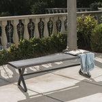 ZUN Outdoor Aluminum Dining Bench with Steel Frame, Grey / Black 61625.00BGRYMP1