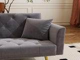 Modern convertible 72 inch foldable sleeper sofa with tufted, American retro style, made of gray W2353P399461