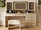 Large Vanity Table Set with LED Lighted Mirror, Vanity Desk with Charging Station, Makeup Table with 64189891