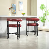 ZUN House Hold Bar Set of 1, Modern Bar Stool with Back, Black Metal Frames, Upholstered Bar W1588P207648