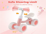 4 Wheel Kids Balance Bike with Light Up Wheels, 3 Level Adjustable Height Toddler Push Bike , No 96203550