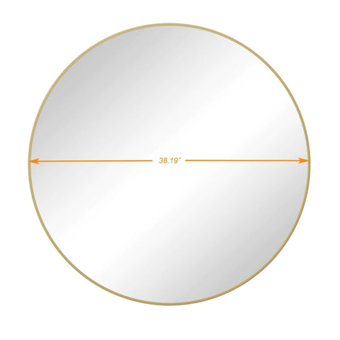 ZUN Wall Mirror 39 Inch Gold Circular Mirror Metal Framed Mirror Round Vanity Mirror Dressing Mirror, 75612029