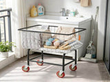 Wire Laundry Cart, 2.8 Bushel Wire Laundry Basket with Wheels, 26.7" x 21.7" x 26.4" Commercial 45607757