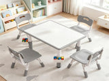 Height Adjustable Kids Desk and 4 Chairs Set, Graffiti Wipeable Tabletop Toddler Activity Table with 18041979
