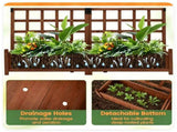 Rustic Brown Elevated Planter with Lattice Trellis, Dual Large Planting Boxes with Drainage System 67310581