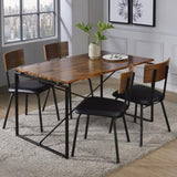 Oak and Black Dining Table with Metal Sled Base B062P209311