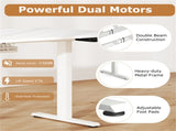 White 55" Electric Standing Desk with Dual Motors, 3 Memory Settings Sit-Stand Desk for Home Office 10820626