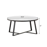 ZUN White Faux Marble and Matte Black Coffee Table B062P145515