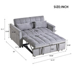 ZUN 3 in 1 Convertible Sleeper Sofa Bed, Modern Pull Out Couch Bed, Adjustable Backrest, Velvet Loveseat W2121P179225