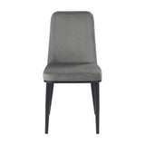 ZUN Sleek Design Gray Velvet Side Chairs Set of 2 Modern Dining Furniture Black Metal Legs B011P146559